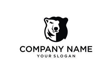 Modern Bear Head Shield Logo Vector Illustration