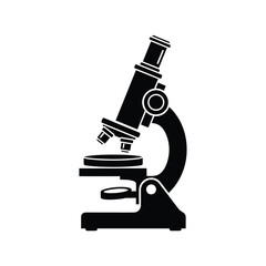 Black silhouette of a laboratory microscope science