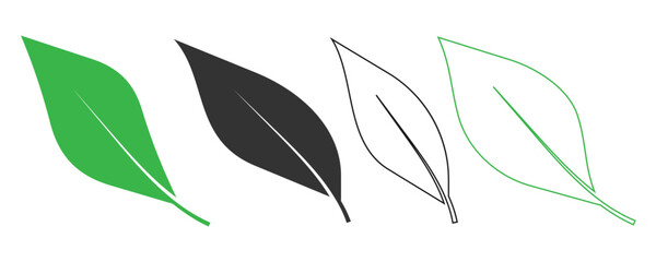Leaf icon line stroke outline art modern organic logo vector, leaves sprout plant thin linear pictogram, vegan herb eco branch for natural food label sticker set, foliage sign symbol shape silhouette
