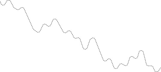 A dotted line graph displaying a pattern of both upward and downward movements, representing fluctuation.