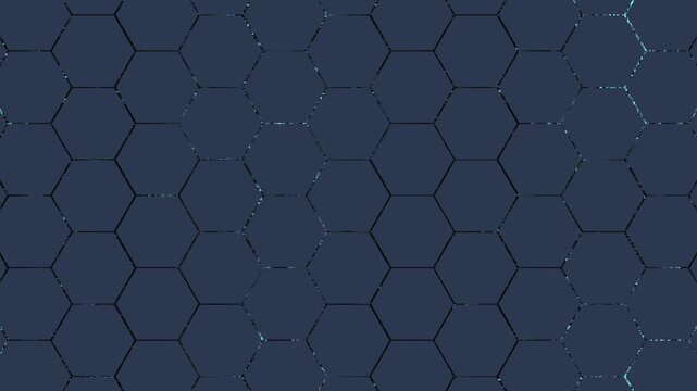 Futuristic dark hexagon grid background animation with subtle blue glow and seamless geometric pattern transitions &mdash; modern polygon tech texture for digital design visuals