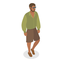 3D Isometric Flat  Illustration of Men Clothing Set. Item 3