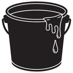 Black Silhouette Paint Bucket Dripping Liquid Line Art Icon