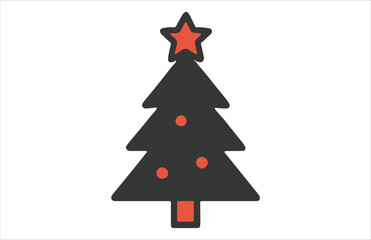 Fototapeta premium This vector illustration of a green Christmas tree with a red star is a festive holiday decoration perfect for a winter season celebration card