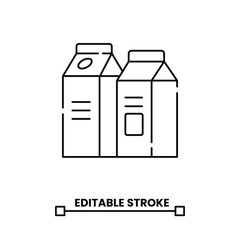 milk cartons in outline style editable stroke line icon vector illustration