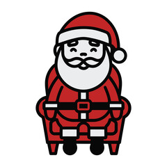 Minimal Christmas Santa Outline Art Illustration