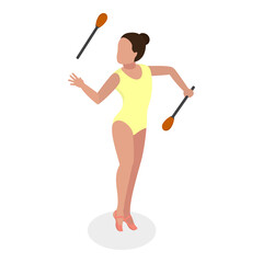 3D Isometric Flat  Set of Athletic Gymnastics. Item 2