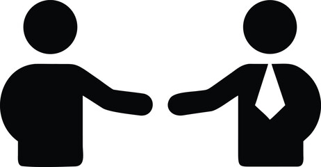 Business handshake vector icon simple flat glyph symbol for agreement and partnership isolated on white background
