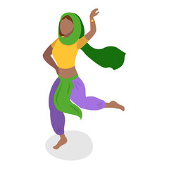 Fototapeta premium 3D Isometric Flat Set of India Culture, Art and Music. Item 5