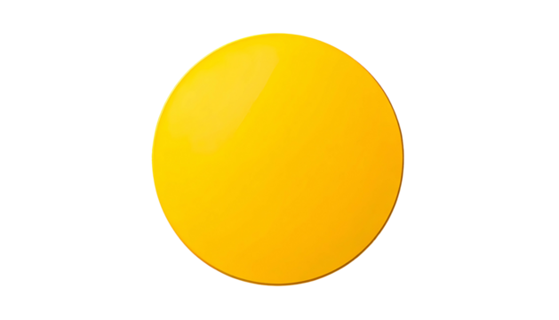 A smooth, glossy yellow circle with a slight gradient against a stark black background