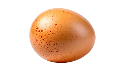 Isolated brown egg with speckles, detailed texture, against a black background