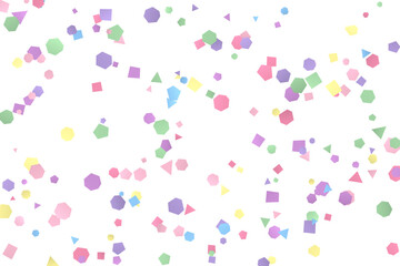 Pastel Geometric Shapes on White Background Scattered Confetti Style Design Element