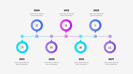 Vibrant timeline showcasing key milestones. Ideal for project progress, historical overviews, and business storytelling.