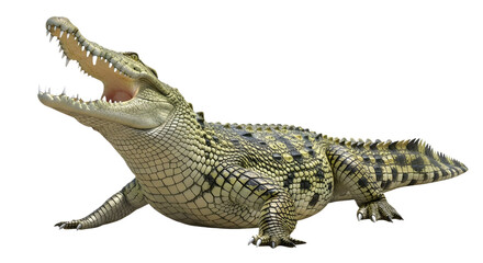 Naklejka premium Crocodile with open mouth on transparent background, png