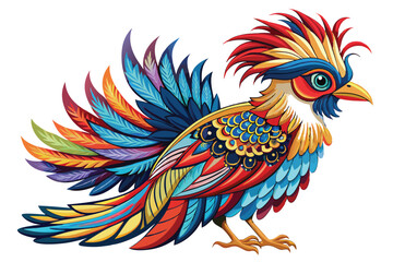Obraz premium Colorful Decorative Bird Illustration – Vibrant Artistic Fantasy Bird Design