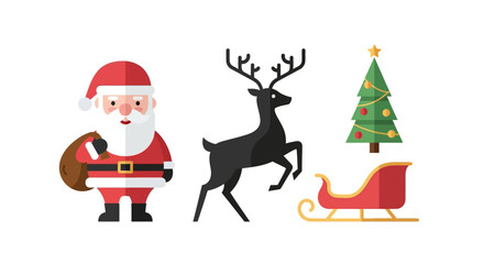 Create festive holiday magic with Santa, his reindeer, decorated tree, and sleigh, perfect for spreading Christmas cheer and seasonal joy!