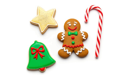 Enjoy festive gingerbread cookies and candy canes for a delightful holiday treat, perfect for Christmas celebrations and cheerful seasonal promotions