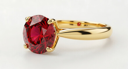 Dazzling Red Ruby Solitaire Ring in Yellow Gold: A Symbol of Passion and Luxury, Perfect for Anniversaries and Engagements