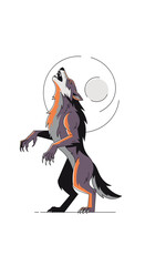 Stylized Werewolf Howling at the Moon Illustration.