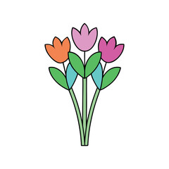 Colorful Spring Flower Bouquet with Tulip Blooms Beautiful Floral Vector illustration