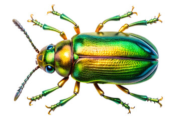 Fototapeta premium Metallic green and gold beetle isolated on transparent background