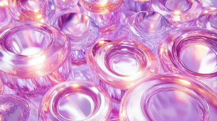Shiny Iridescent Metallic Circular Surfaces in a Purple Arrangement