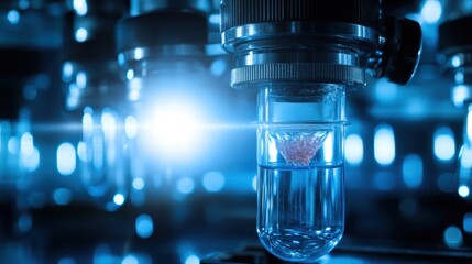 Spectrophotometer with Cuvette Analyzing Sample in Laboratory