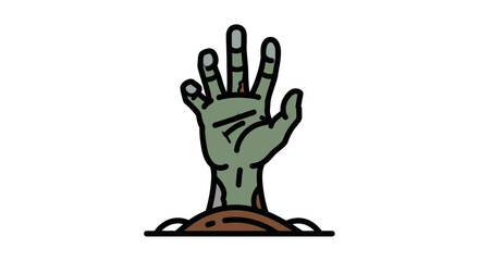 Fototapeta premium Zombie Hand Emerging from Ground - Spooky Halloween Illustration.