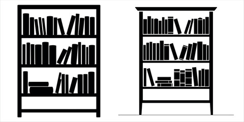 Organized bookshelf with stacked and upright books vector illustration — perfect for library, education, and reading-related designs.  © akram