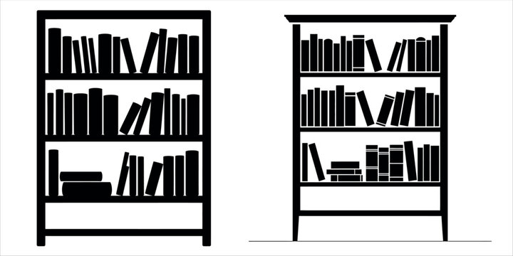 Organized bookshelf with stacked and upright books vector illustration &mdash; perfect for library, education, and reading-related designs.
