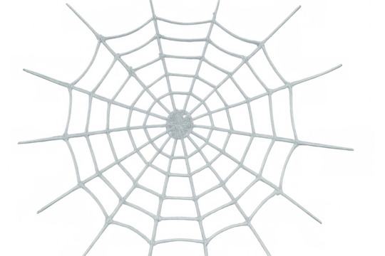 White spider web pattern with intricate threads on a transparent background, perfect for halloween and danger concepts