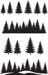 "Pine Tree Silhouette Set – Minimal Forest and Landscape Elements"