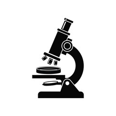 Black silhouette of microscope and petri dish science