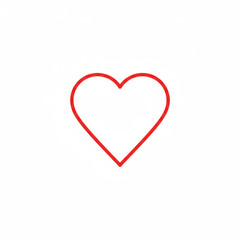 A simple, bold red heart outline against a crisp white background