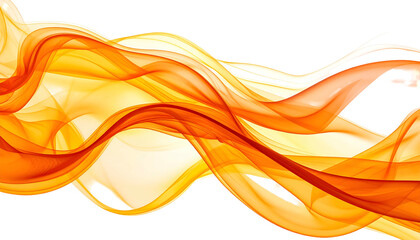 Naklejka premium Abstract flowing, vibrant orange and yellow smoke-like swirls on a transparent backdrop
