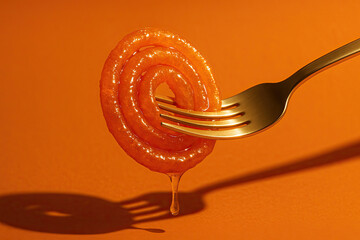 Indian Sweet – Jalebi on Fork