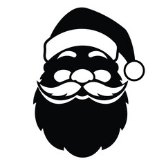 Black silhouette of Santa Claus face with hat and beard