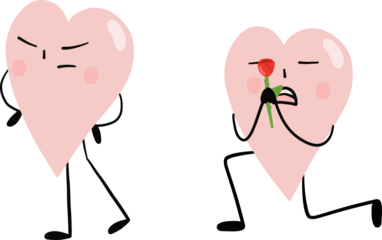 illustration of heart cute cartoon reconcile with rose png file