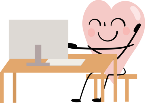 illustration of heart cute cartoon stretching on chair png file