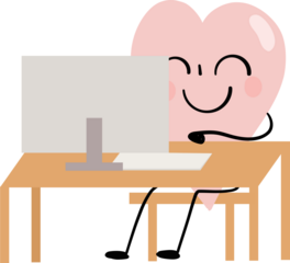 illustration of heart cute cartoon working with computer png file
