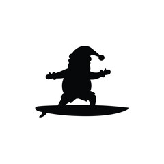 Black silhouette of Santa Claus surfing on a surfboard 1