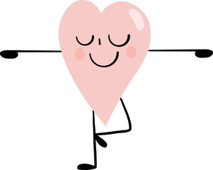 illustration of heart cute cartoon yoga posting vector
