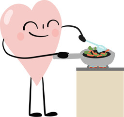 illustration of heart cute cartoon cooking png file