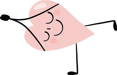 illustration of heart cute cartoon half moon yoga pose vector