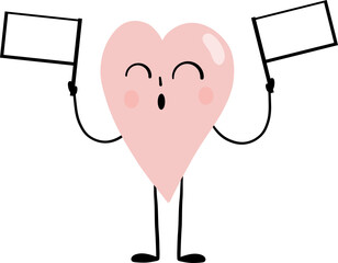illustration of heart cute cartoon hold 2 flags vector