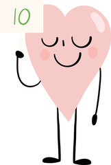 illustration of heart cute cartoon hold the 10 point sign vector