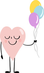 illustration of heart cute cartoon hold balloons vector