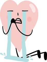 illustration of heart cute cartoon kneeling and crying  png file