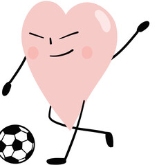illustration of heart cute cartoon kick the ball png file