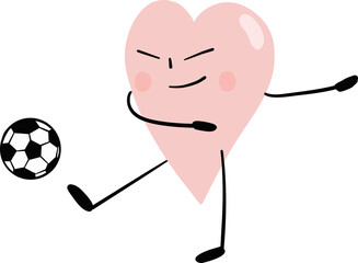 illustration of heart cute cartoon kick football png file